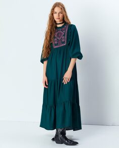 Длинное вышитое платье Sfera, зеленый (Sfera)