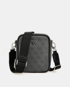 Миниатюрная темно-серая сумка через плечо с логотипом и застежкой-молнией Guess, темно-серый
