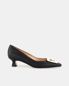 Женские кожаные туфли с логотипом и квадратным носком - Atelier Line Latouche, черный