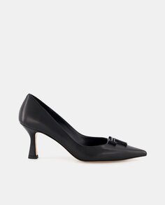 Женские туфли из кожи наппа с логотипом и каблуком-воронкой - Atelier Line Latouche, черный