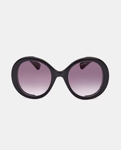 Черные овальные женские солнцезащитные очки из ацетата Max Mara, черный