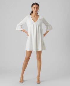 Короткое струящееся женское платье Vero Moda, белый