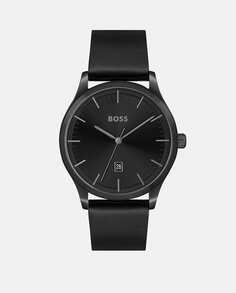 Reason 1513977 Черные кожаные мужские часы Boss, черный