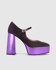 Женские туфли Мэри Джейн из эластичной ткани фиолетового цвета с бронзовыми блестками Lodi, бордо