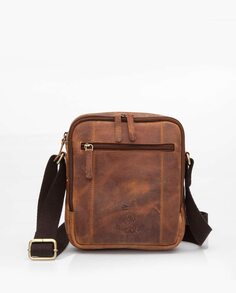 Мужская сумка через плечо из яловой кожи коньячного цвета Dakar, коричневый