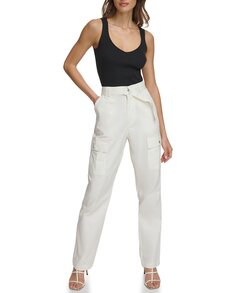 Прямые женские брюки на пуговице Dkny Jeans, белый