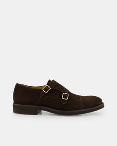 Мужские кожаные туфли Мюнхен Блюхер с двойной пряжкой и прямым мыском Castellano, коричневый