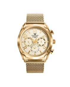 Многофункциональные мужские часы Magnum из золотой IP-стали с миланской сеткой Viceroy, золотой