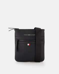 Маленькая черная сумка через плечо с передним карманом и логотипом Tommy Hilfiger, черный