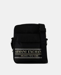 Маленькая черная сумка через плечо с логотипом спереди Armani Exchange, черный