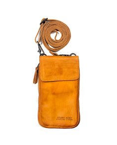 Коричневая кожаная сумка для мобильного телефона унисекс Stamp, желтый