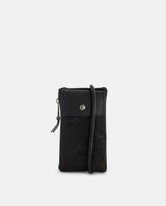 Черная сумка для мобильного телефона с логотипами и боковым карманом Pepe Moll, черный