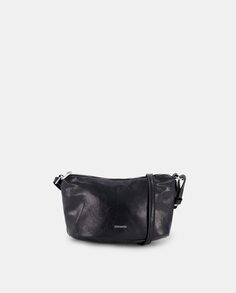 Небольшая однотонная черная сумка через плечо с логотипом Tintoretto, черный