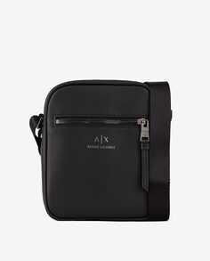 Маленькая черная сумка через плечо с передним карманом Armani Exchange, черный