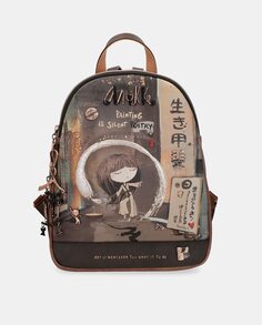 Рюкзак среднего размера с фантазийным принтом и застежкой-молнией Anekke, мультиколор