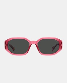 Розовые женские солнцезащитные очки с геометрическим узором и поляризационными линзами Polaroid, розовый