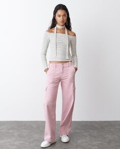 Женские брюки-кюлоты карго со средней посадкой Brownie, розовый