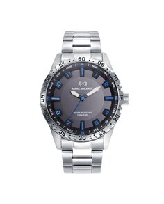 Мужские часы Mission с серым циферблатом, синими индексами и стальным браслетом Mark Maddox, серебро