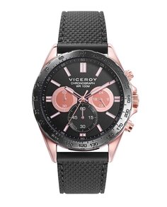 Мужские часы Magnum со стальным корпусом и черным кожаным ремешком Viceroy, черный