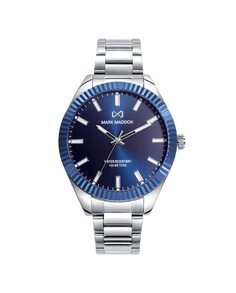 Мужские часы Shibuya с синим алюминиевым безелем, синим циферблатом и стальным браслетом Mark Maddox, серебро