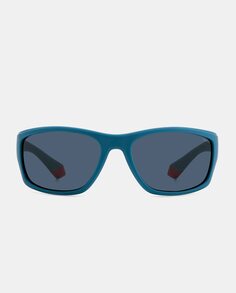Синие мужские солнцезащитные очки прямоугольной формы с поляризационными линзами Polaroid, синий