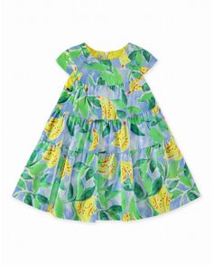 Платье для девочки с короткими рукавами и банановым принтом Pan con Chocolate, синий