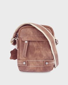 Маленькая коричневая сумка через плечо из холщовой ткани на молнии El Potro, коричневый