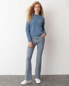 Женские расклешенные брюки карго со средней посадкой Brownie, светло-синий