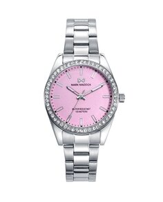 Женские часы Shibuya с розовым циферблатом и безелем из циркона Mark Maddox, серебро