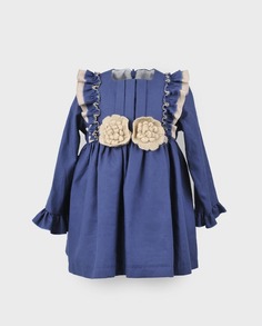 Платье для девочки темно-синего цвета с длинными рукавами La Ormiga, темно-синий