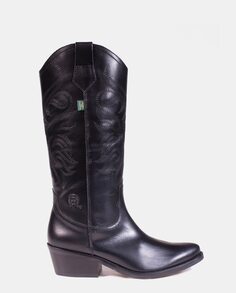 Женские ковбойские сапоги из кожи с вышивкой и блочным каблуком Dakota Boots, черный