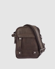 Темно-коричневая сумка через плечо из плотной ткани El Potro, темно коричневый