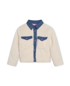 Флисовая куртка для девочки с джинсовыми аппликациями Billieblush, бежевый