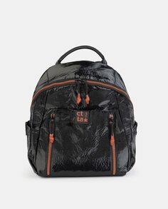 Средний черный рюкзак металлик с передними карманами Caminatta, черный