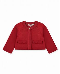 Трикотажная куртка для девочки с перламутровой пуговицей Pan con Chocolate, красный