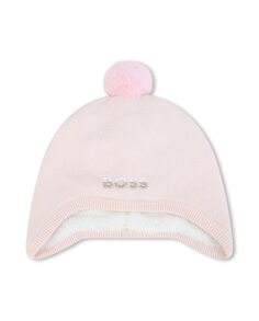 Розовая шапочка для девочки с помпоном BOSS Kidswear, розовый