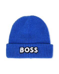 Синяя двухслойная шапка для мальчика BOSS Kidswear, синий