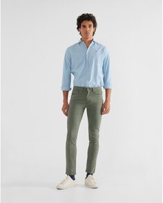 Мужские узкие брюки с пятью карманами зеленого цвета Silbon, зеленый