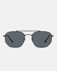 Черные металлические солнцезащитные очки унисекс с геометрическим рисунком и двойной перемычкой Ray-Ban, черный