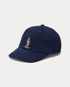 Хлопковая кепка для мальчика с мишкой-поло Polo Ralph Lauren, темно-синий