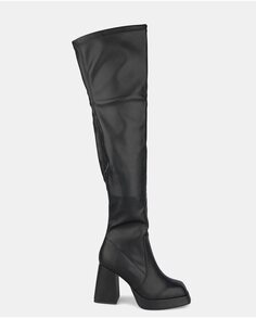 Женские кожаные ботфорты с квадратным носком Alma en Pena, черный