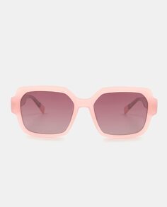 Женские солнцезащитные очки в светло-розовой квадратной оправе с дужками цвета гавана Mr. Wonderful, розовый