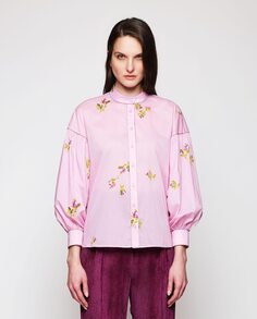 Женская рубашка из 100% хлопка с объемными рукавами Mirto, розовый