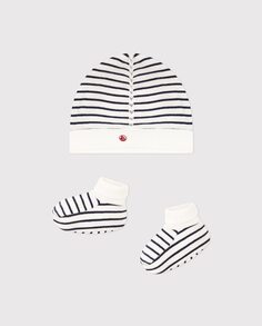 Комплект из детской шапочки и матросских пинеток Petit Bateau, мультиколор