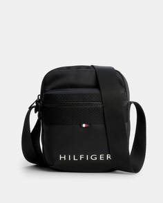 Сумка через плечо с передним карманом и логотипом Hilfiger внизу Tommy Hilfiger, черный