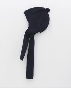 Шапка для мальчика-шарф с помпоном темно-синего цвета Foque, темно-синий