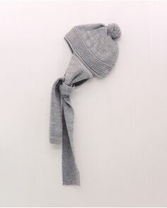 Детская шапка-шарф с помпоном светло-серого цвета Foque, светло-серый