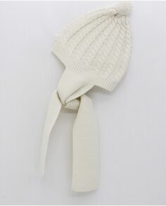 Шапка-шарф косой вязки для мальчика цвета экрю Foque