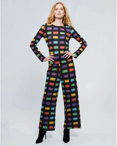 Разноцветные широкие женские брюки средней посадки Georges Rech París, мультиколор