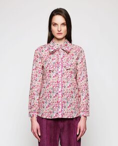 Женская рубашка из 100% хлопка со съемным бантом на шее Mirto, розовый